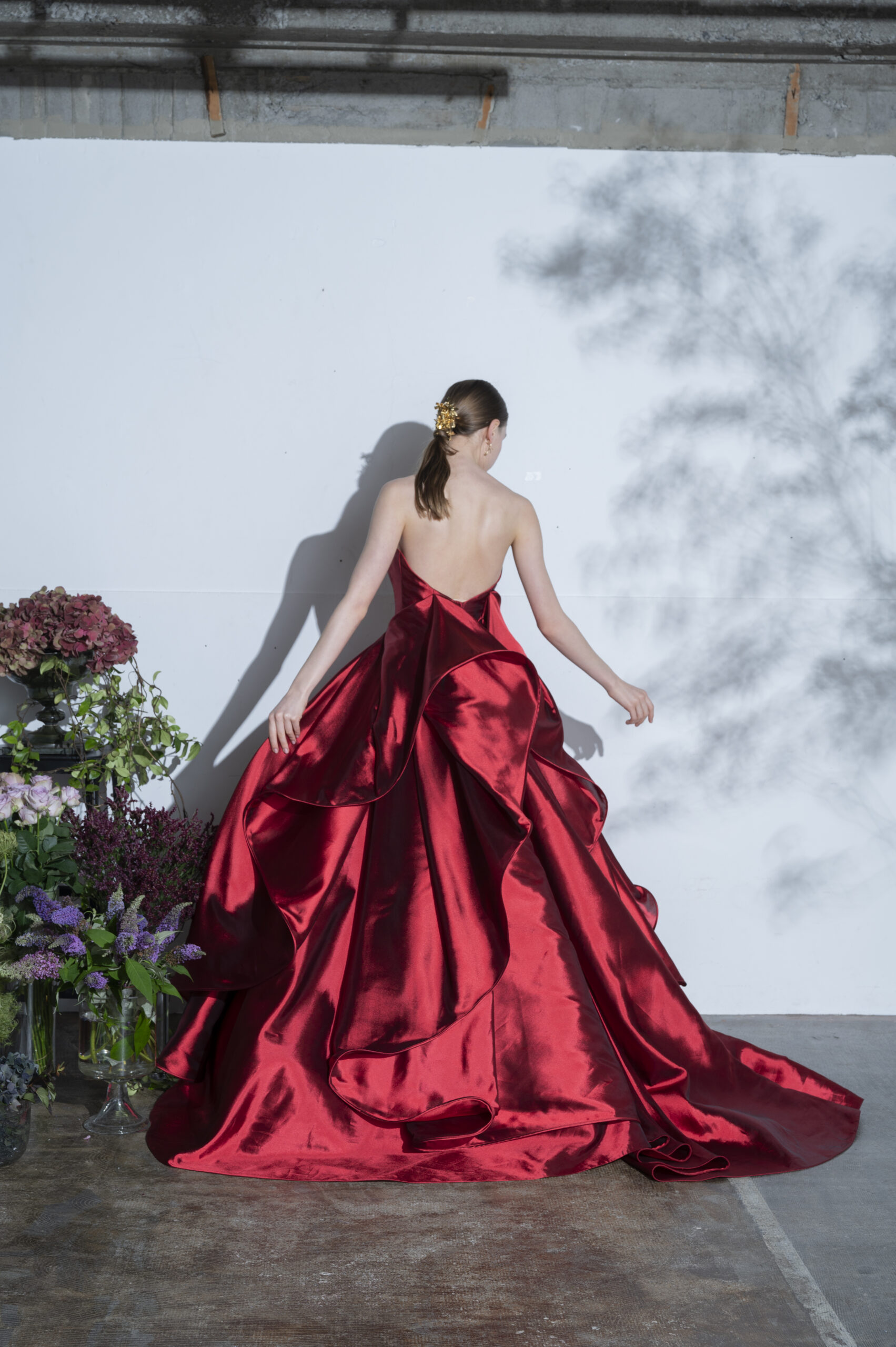 希少】ANTONIO RIVA 赤のカラードレス ITALY40 - ウェディング